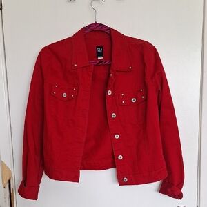 GAP Red Jean Jacket Cropped Denim Style